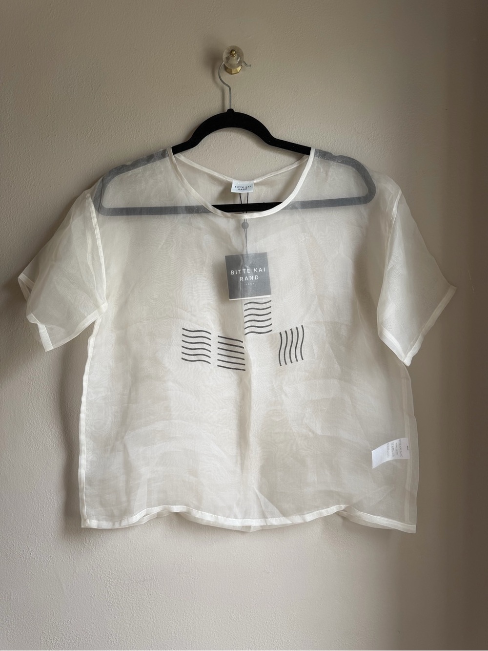 Britté Kai Rand Women's Sheer White Short-Sleeve Top